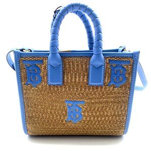 Burberry Freya TB Monogram Straw Tote